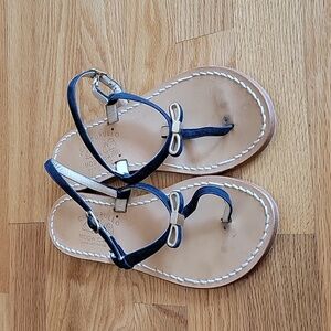 Cuccurullo Moda Capri Blue Leather Bow Sandals